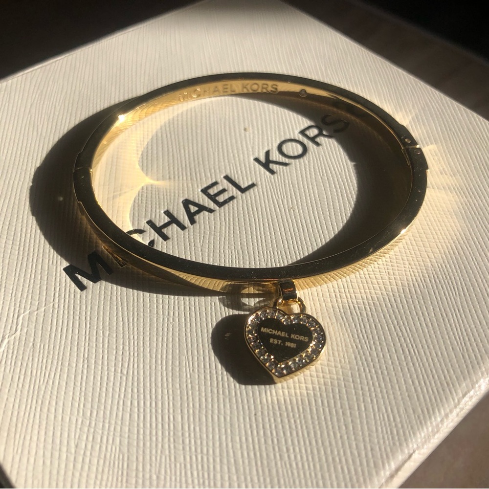 NWOT - Michael Kors Women's Stainless Steel Bangle Bracelet with Crystal Accents